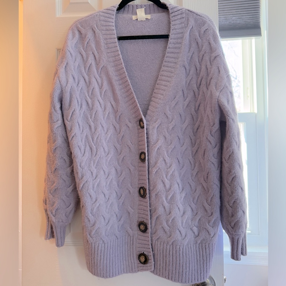 H&M Lavender purple oversized chunky cardigan XS